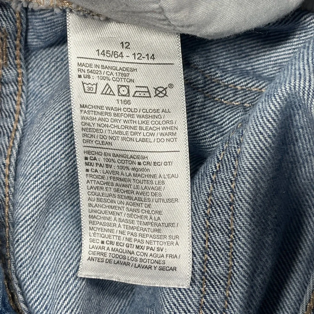 Old Navy Cargo Jeans Kids Size 12 Blue High‎ Rise Baggy Built-In Tough Wide Leg